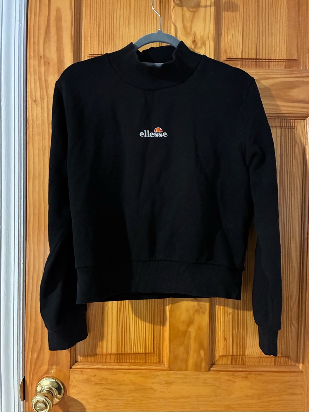 Ellesse Black Mock Neck Logo Sweatshirt with Mini Embroidery